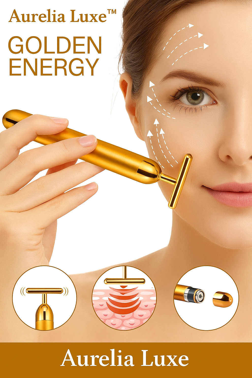 Aurelia Luxe™ 24K Gold Beauty Bar Facial Massage Roller