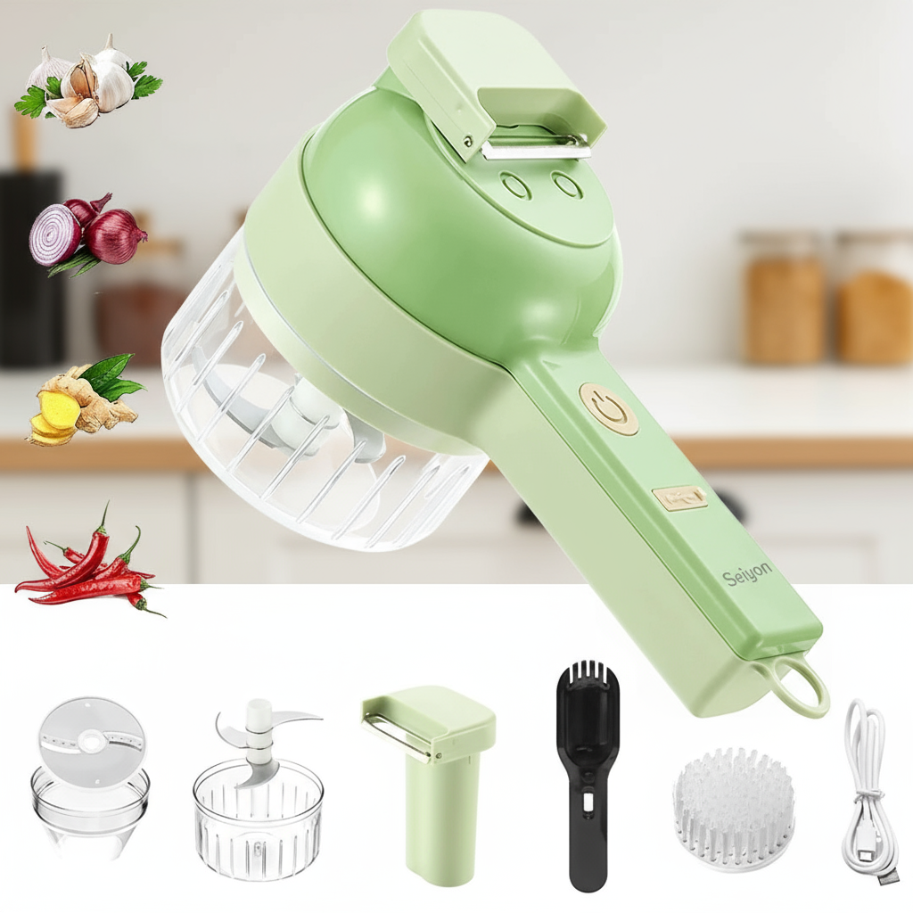 4-in-1 Electric Vegetable Cutter, Slicer, Grater, Chopper